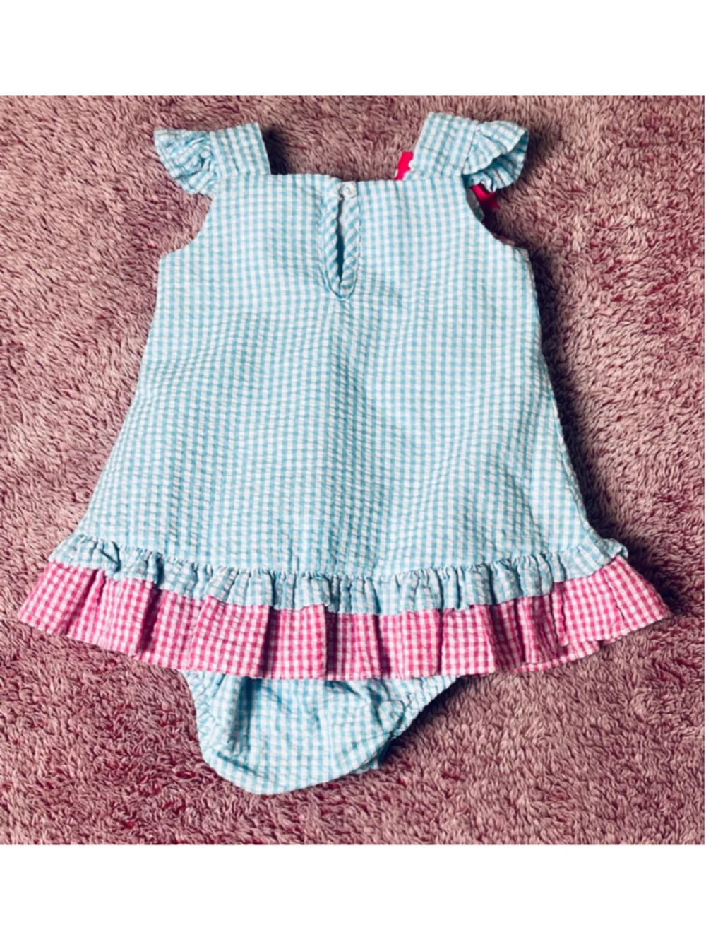 Rare Editions Girl’a Casual seersucker Set 6-9 Months beach Gingham